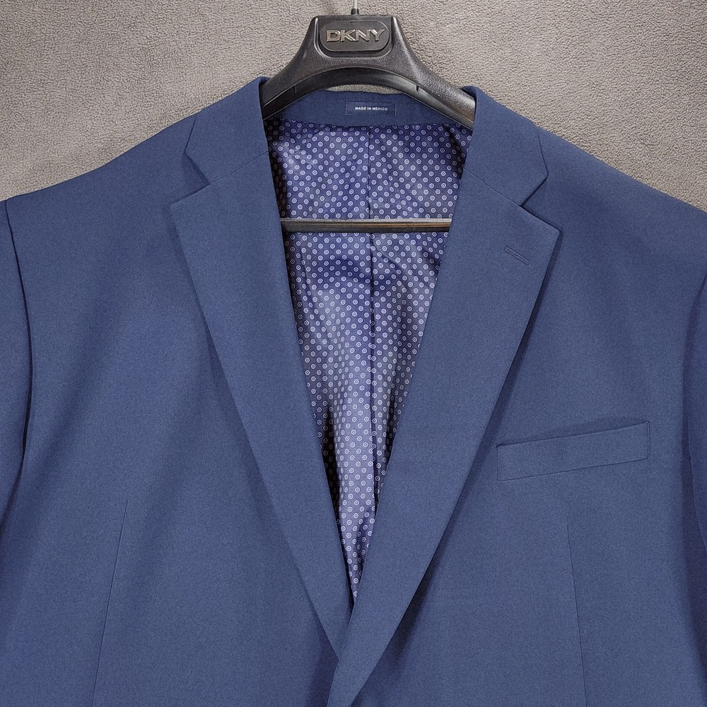 Stafford Sport Coat Men 56L Long Navy Performance Travel Big Tall Stretch Blazer - Picture 9 of 12
